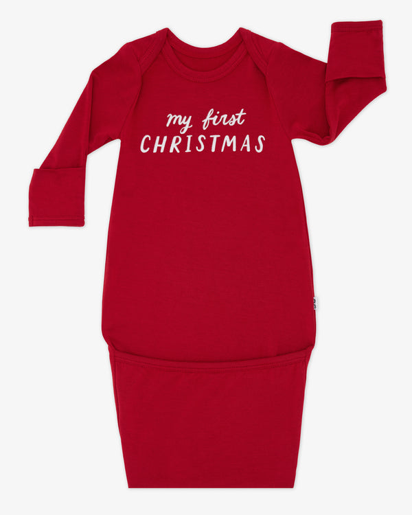 Flat lay of the My First Christmas Infant Gown