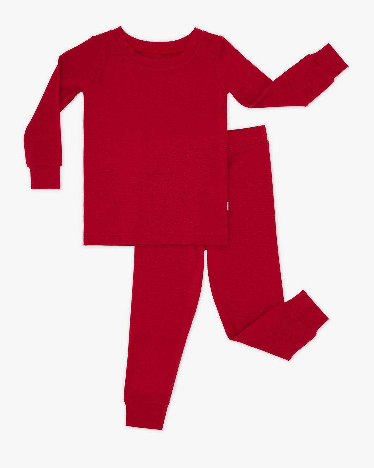 Flat lay of the Holiday Red Two-Piece Pajama Set