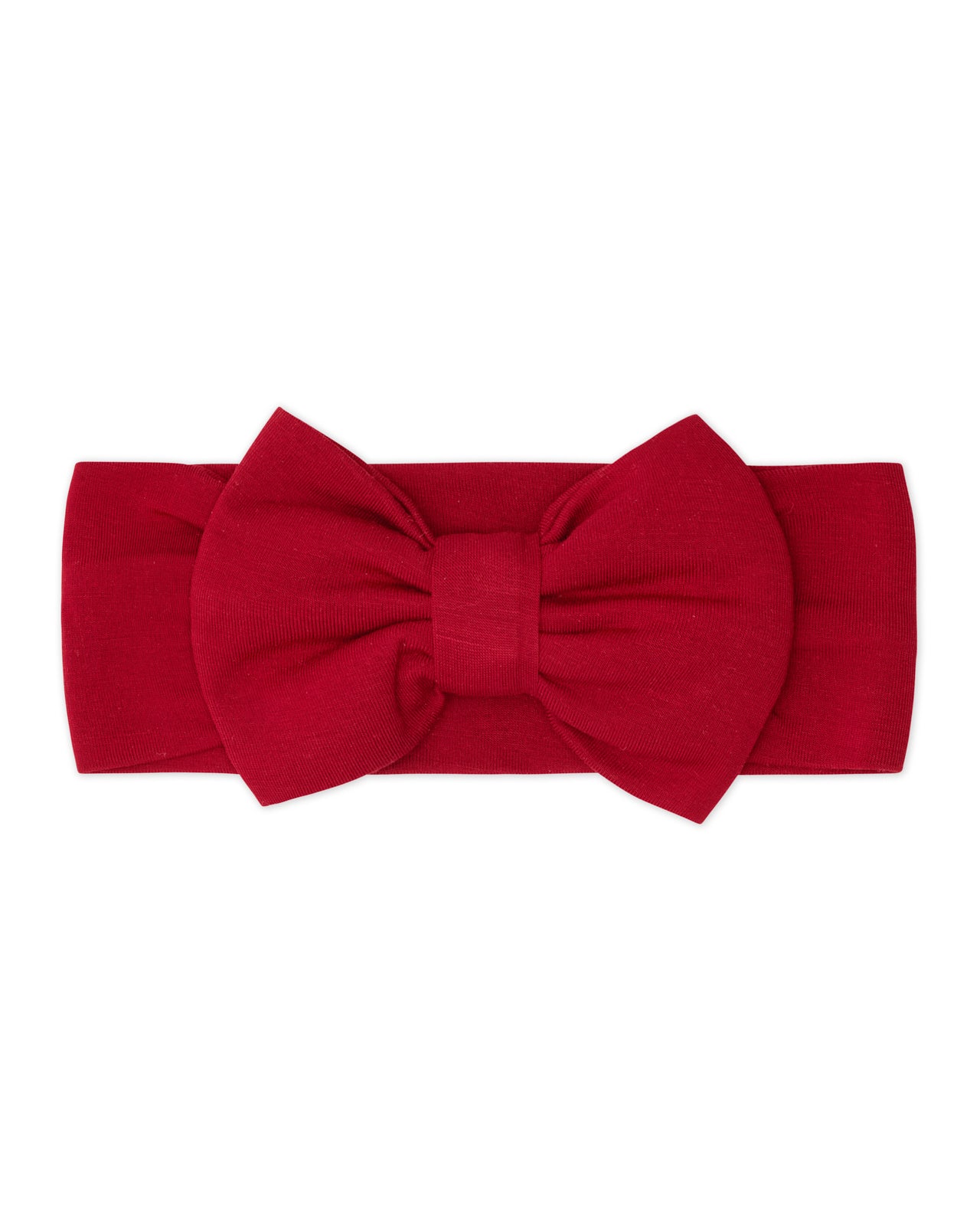 Flat lay of the Holiday Red Luxe Bow Headband