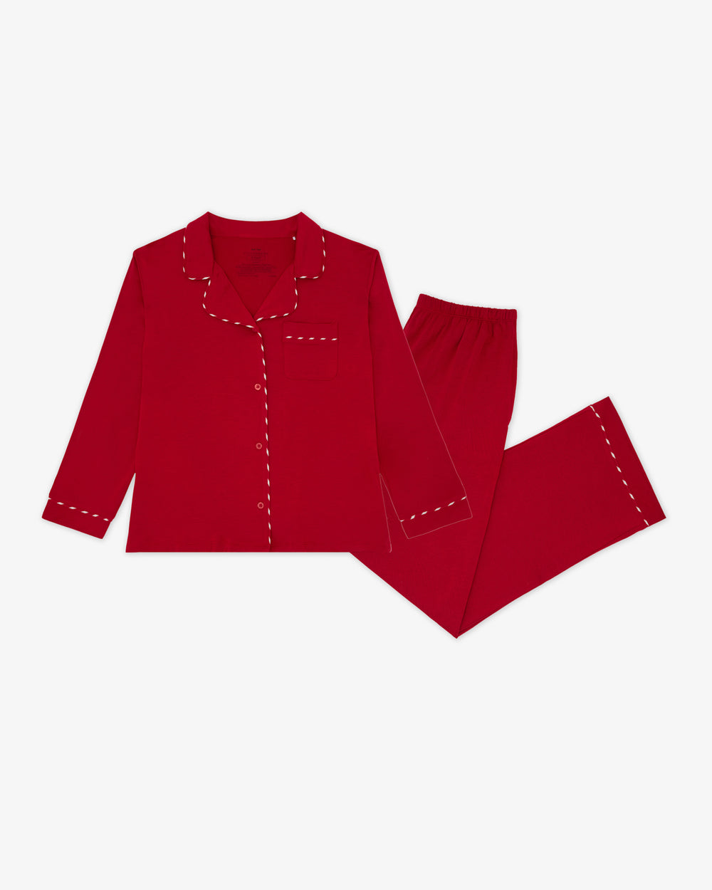 Flat lay of the Holiday Red Women's Long Sleeve Pajama Set
