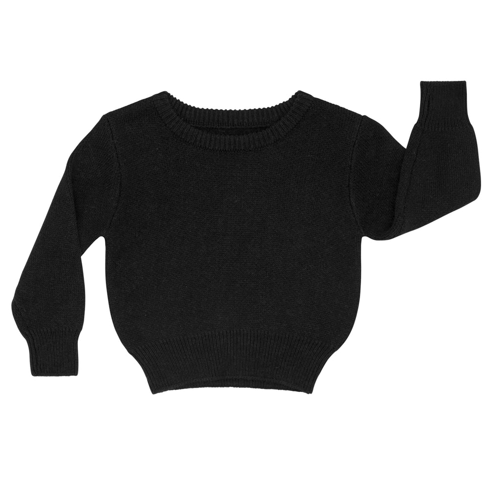 Flat lay image of a Black knit sweater