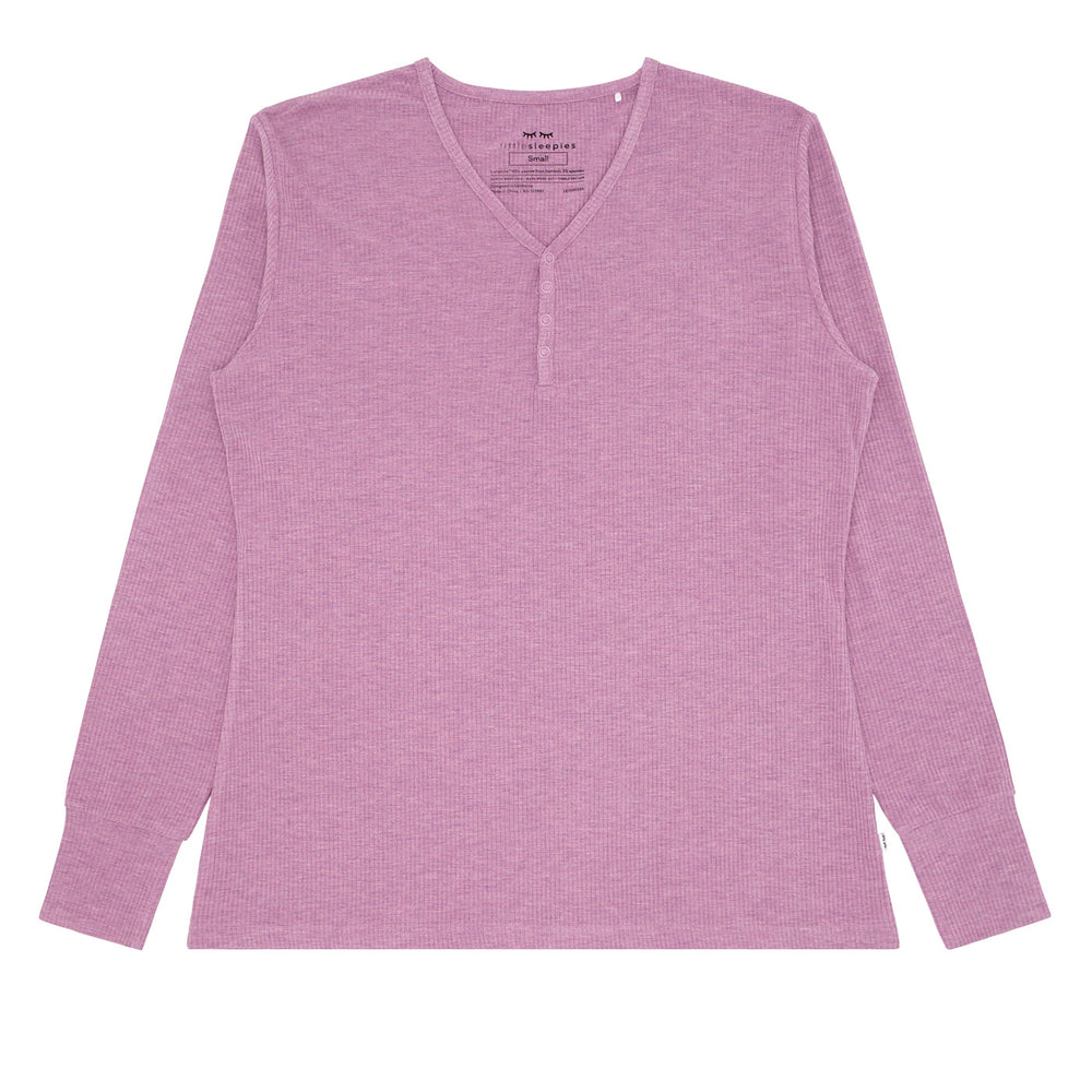 Flat lay image of a Heather Mulberry Ribbed women's pajama top