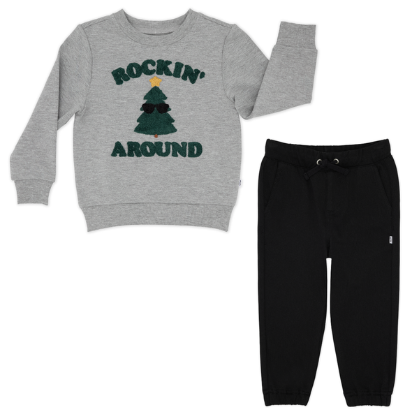 Rockin' Around Crewneck Sweatshirt and Black Denim Jogger
