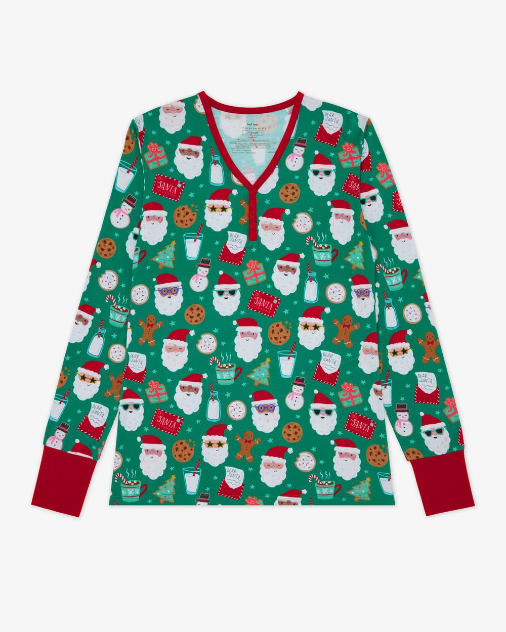 Flat lay of the Cookies for Santa Women's Long Sleeve Pajama Top