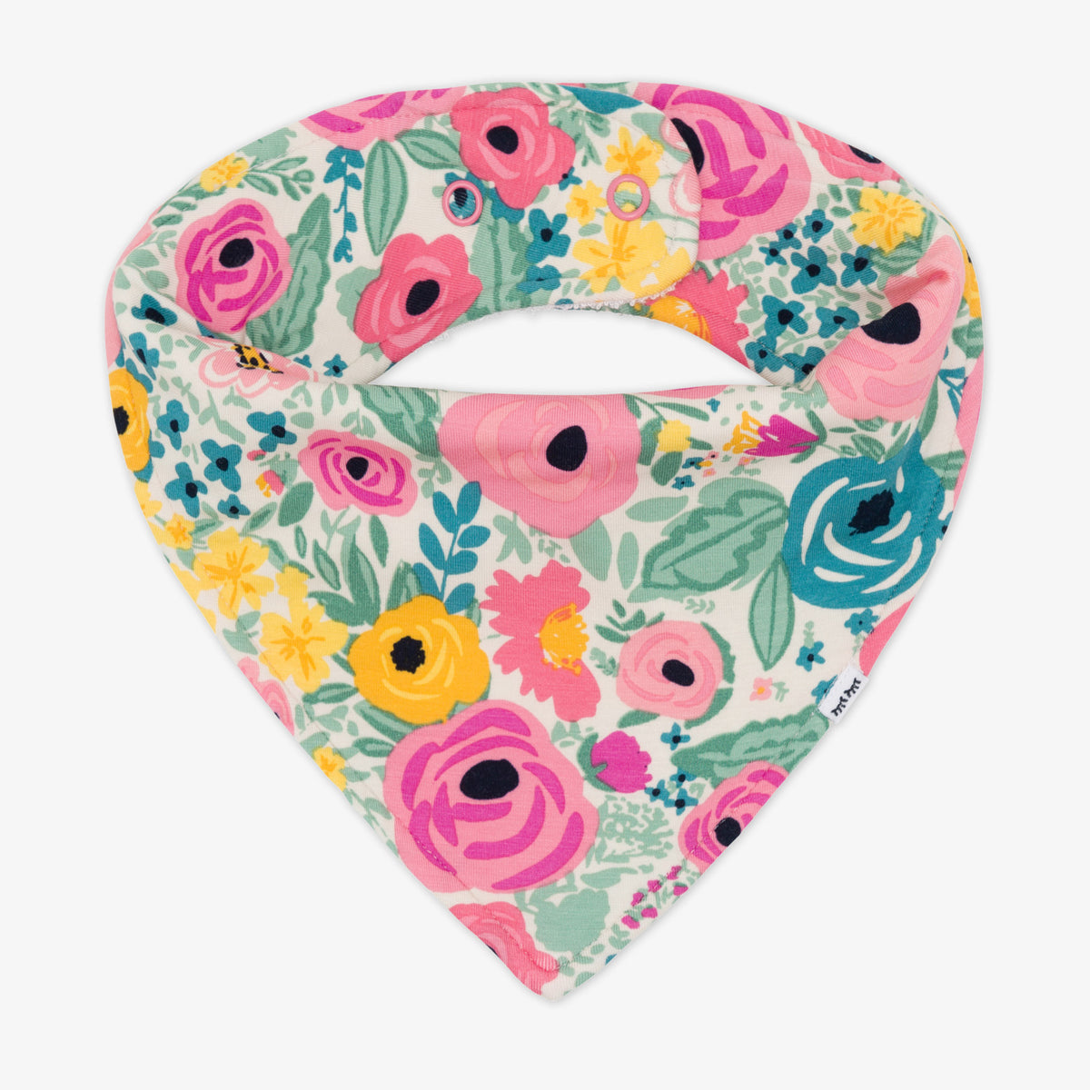 Flat lay of a Secret Garden Bandana Bib