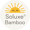A circular badge with an orange sleeping rising sun and text that reads 'Soluxe Bamboo'