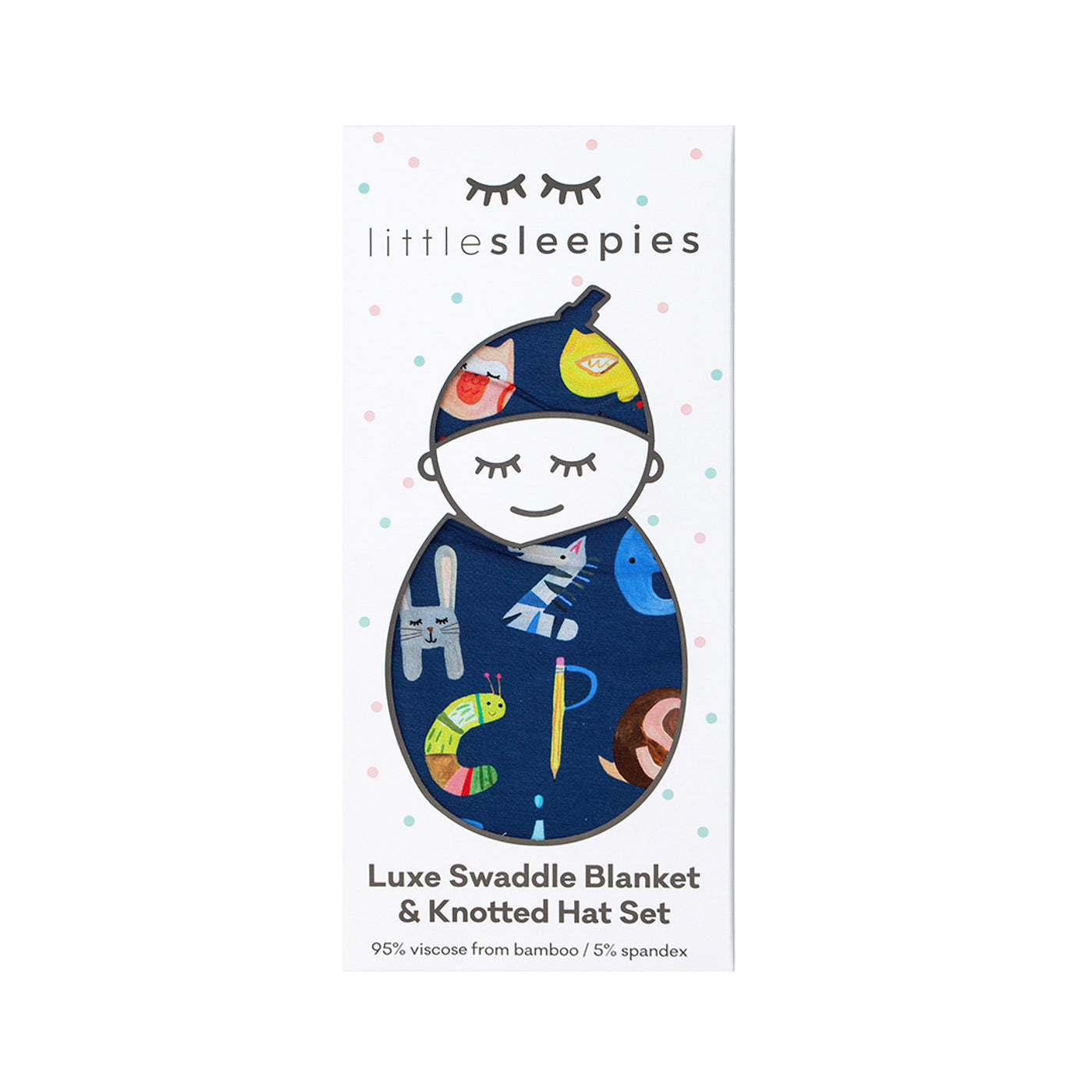 SS/H - Navy Alphabet Friends Swaddle & Hat Set