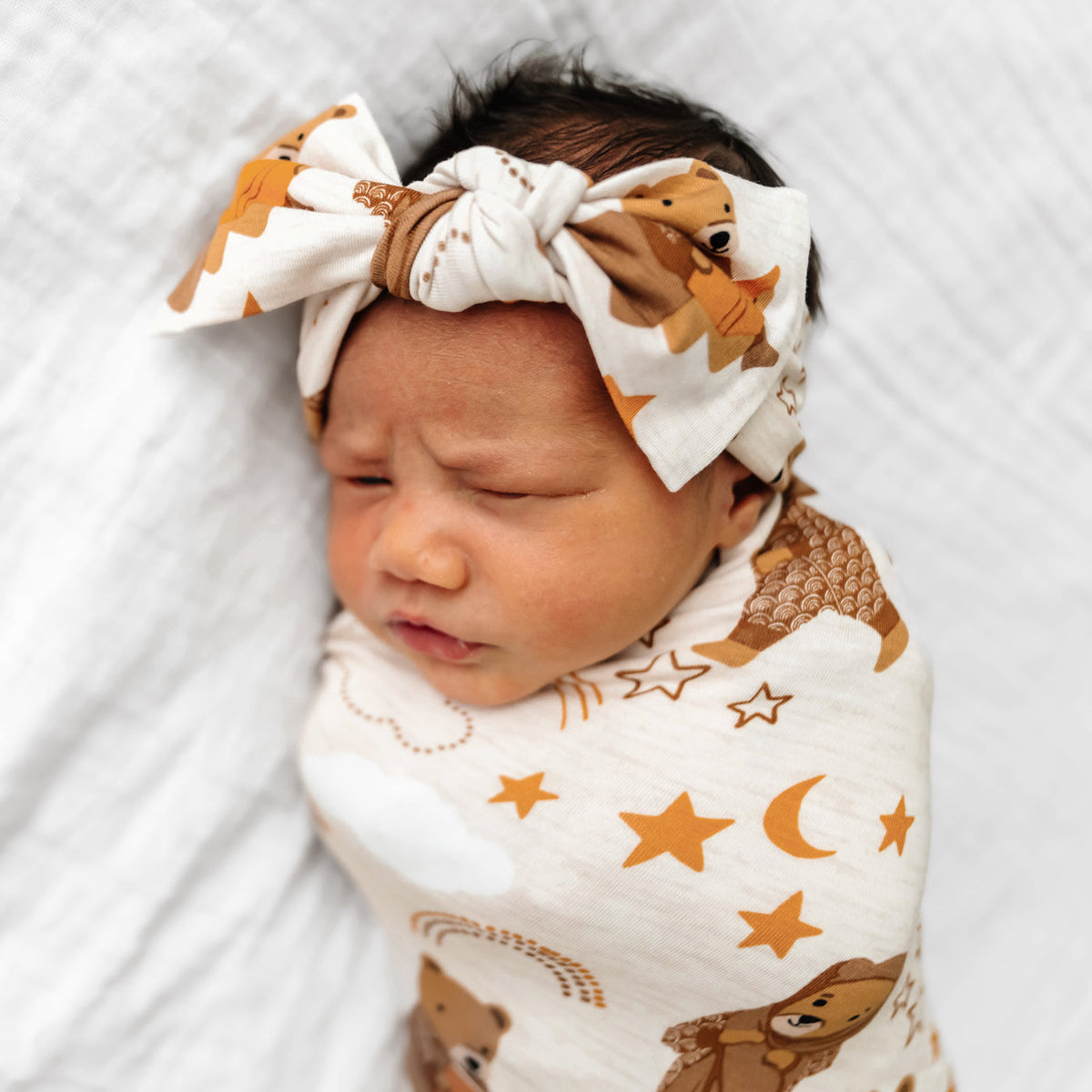 Beary Sleepy Swaddle & Headband Set Little Sleepies
