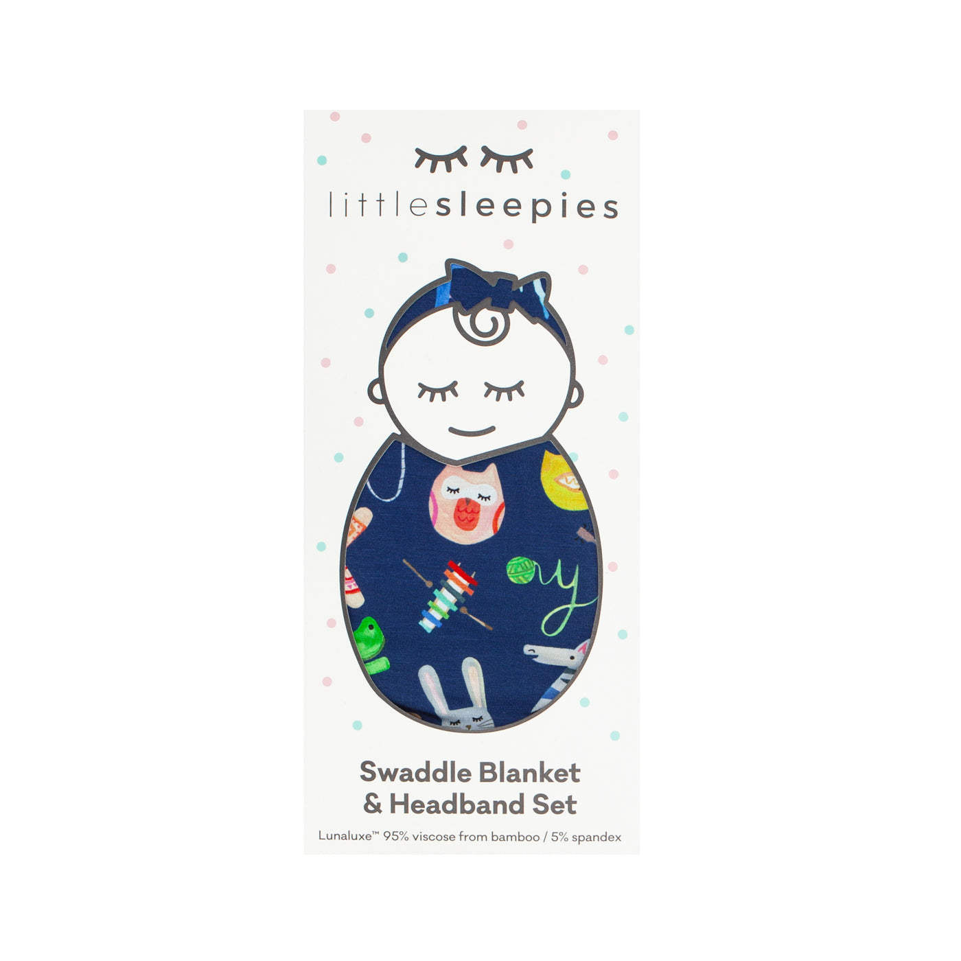 SS/HB - Navy Alphabet Friends Swaddle & Headband Set