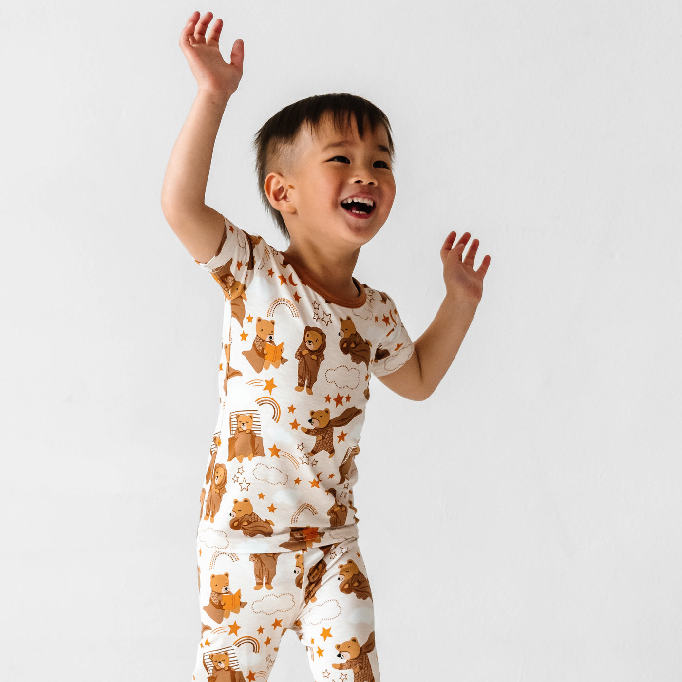 Difficort Women's Pajama Set - Short Sleeve Top & Long Pants, Dark Green, Cute Print, Small
