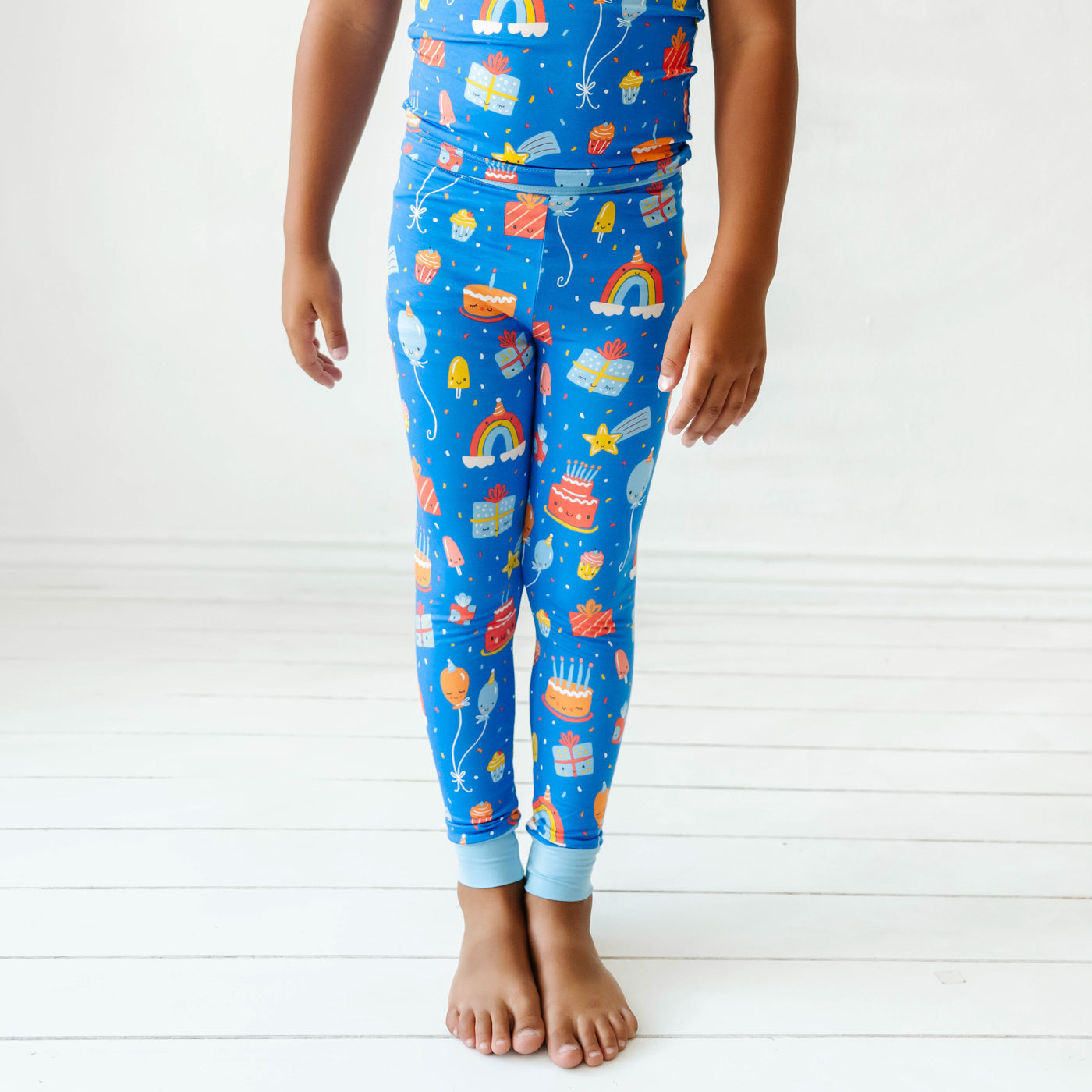 Blue Birthday Wishes Two-Piece Short Sleeve Pajama Set - Little Sleepies