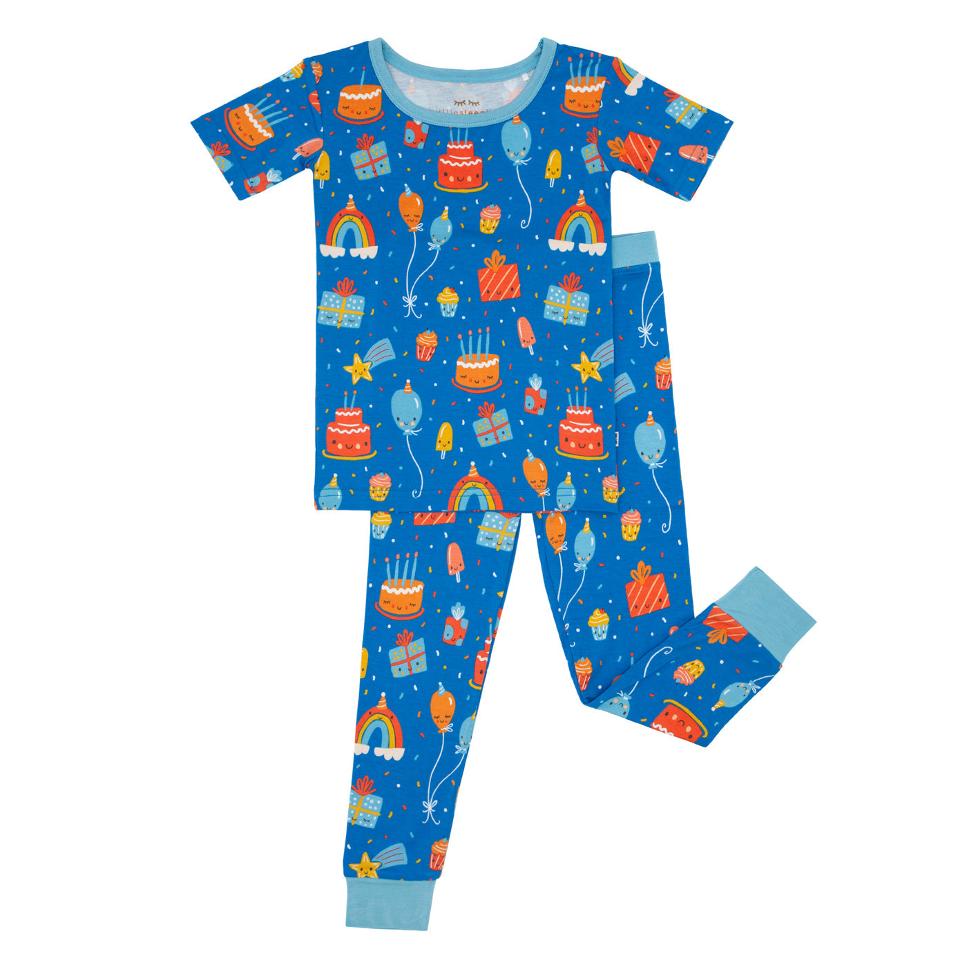 Blue Birthday Wishes Two-Piece Short Sleeve Pajama Set - Little