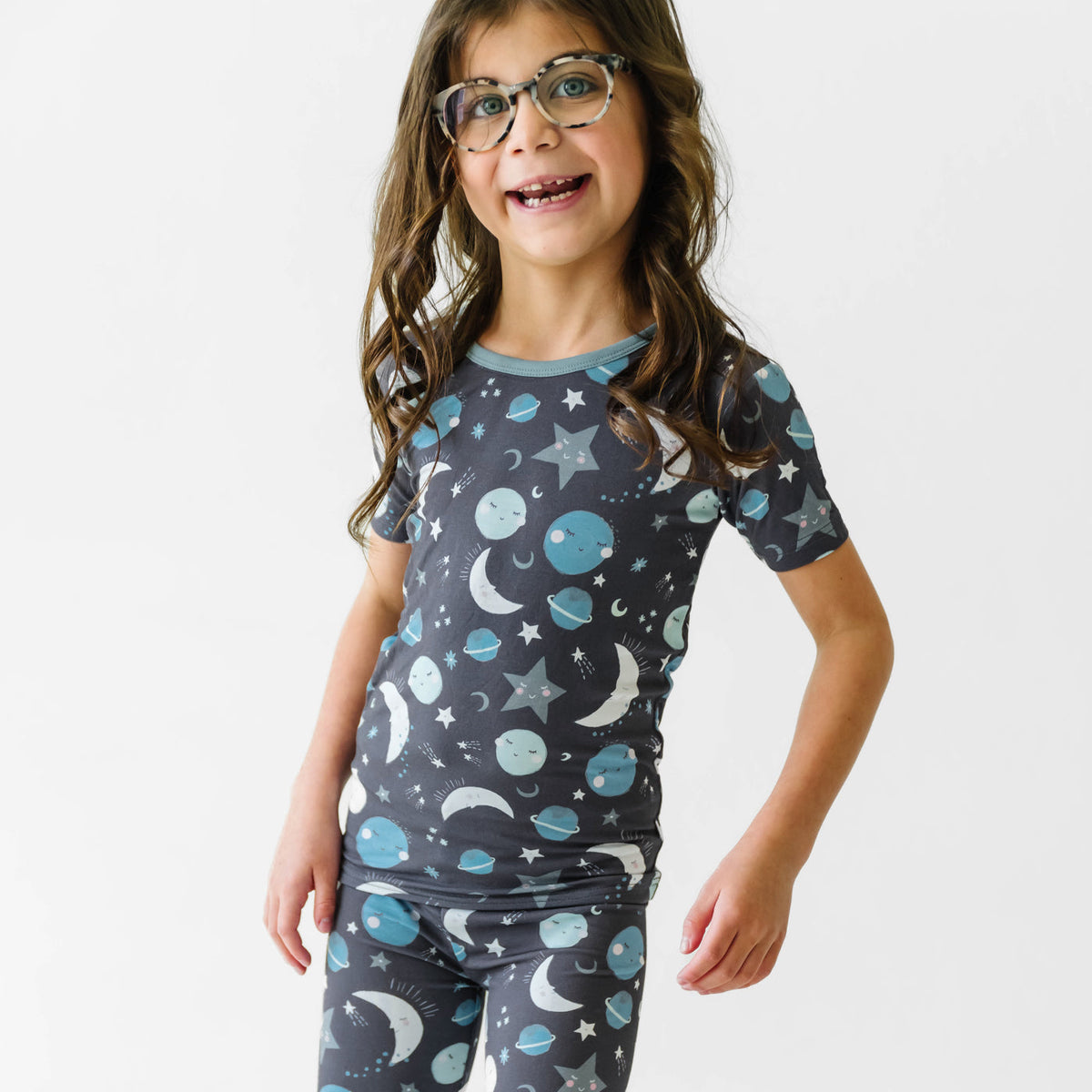 SS/P PJ Set - Blue To The Moon & Back Two-Piece Short Sleeve Pajama Set