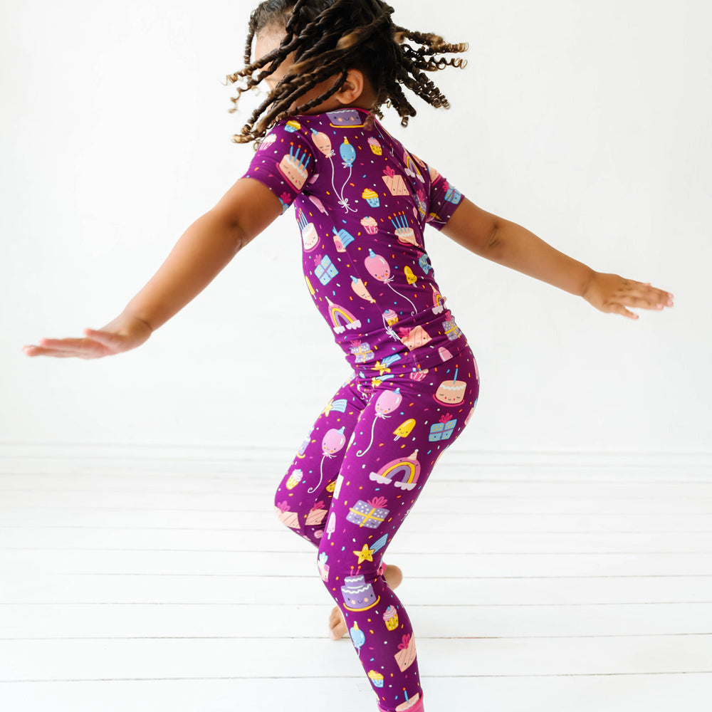 Click to see full screen - SS/P PJ Set - Purple Birthday Wishes Two-Piece Short Sleeve Pajama Set