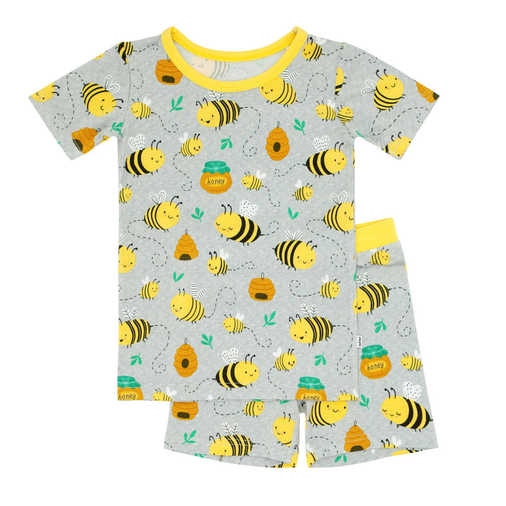 SS/S PJ Set - Bee Happy Two-Piece Short Sleeve & Shorts Pajama Set