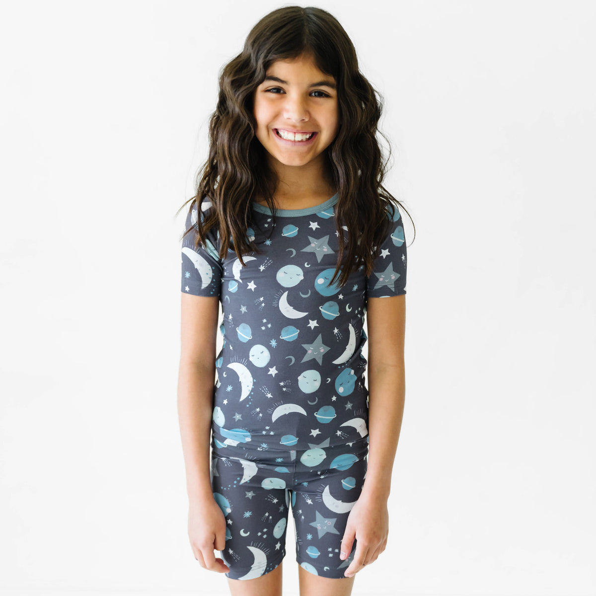 SS/S PJ Set - Blue To The Moon & Back Two-Piece Short Sleeve & Shorts Pajama Set