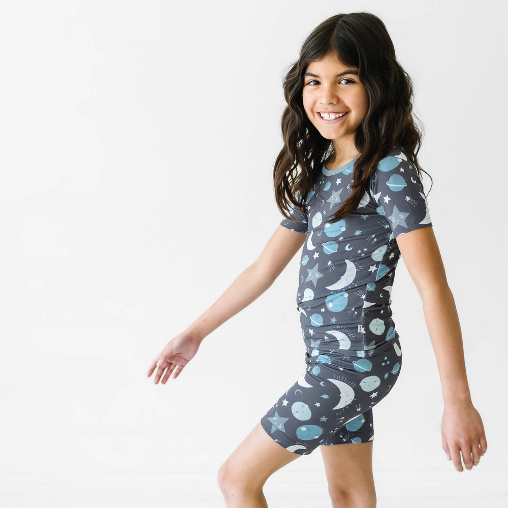 SS/S PJ Set - Blue To The Moon & Back Two-Piece Short Sleeve & Shorts Pajama Set