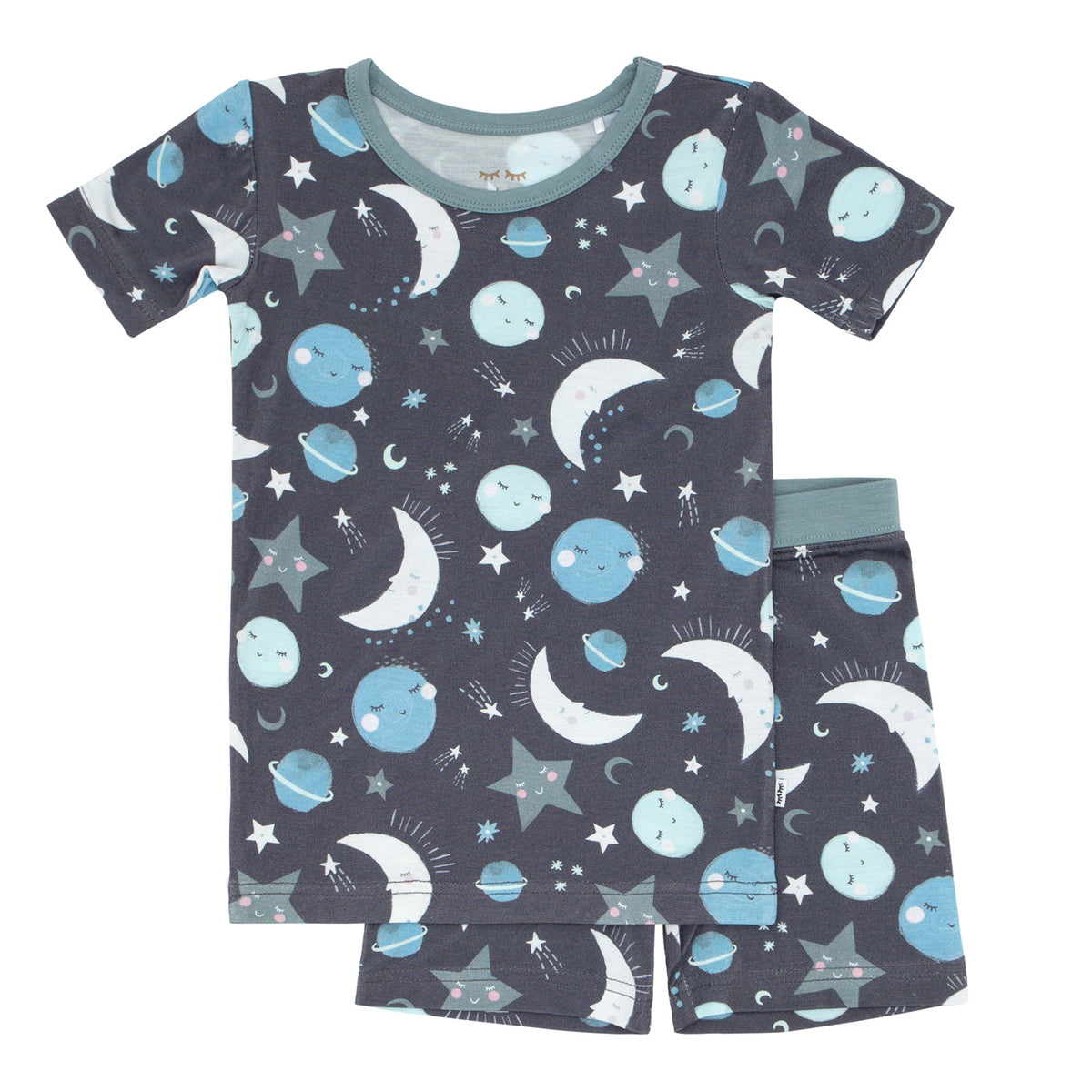 SS/S PJ Set - Blue To The Moon & Back Two-Piece Short Sleeve & Shorts Pajama Set
