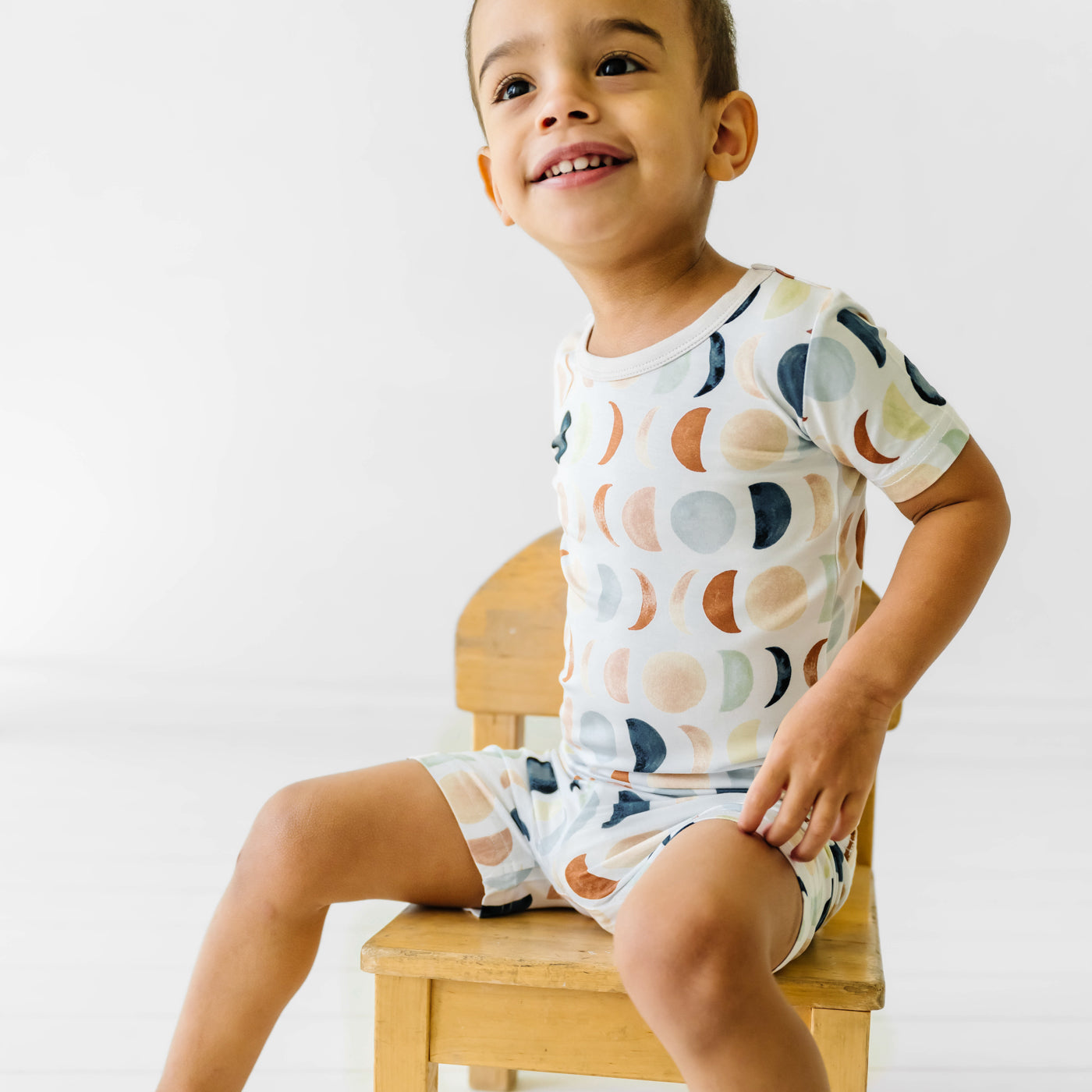 SS/S PJ Set - Luna Neutral Two-Piece Short Sleeve & Shorts Pajama Set