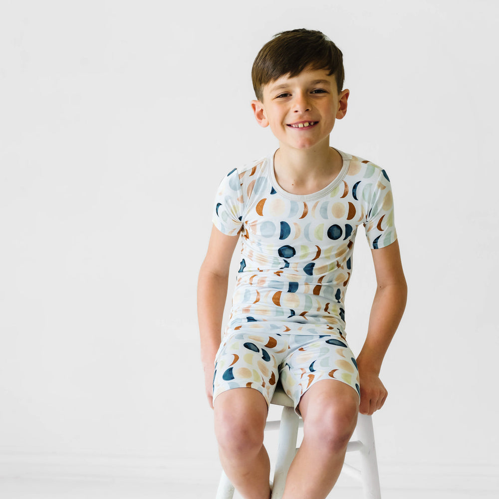 SS/S PJ Set - Luna Neutral Two-Piece Short Sleeve & Shorts Pajama Set