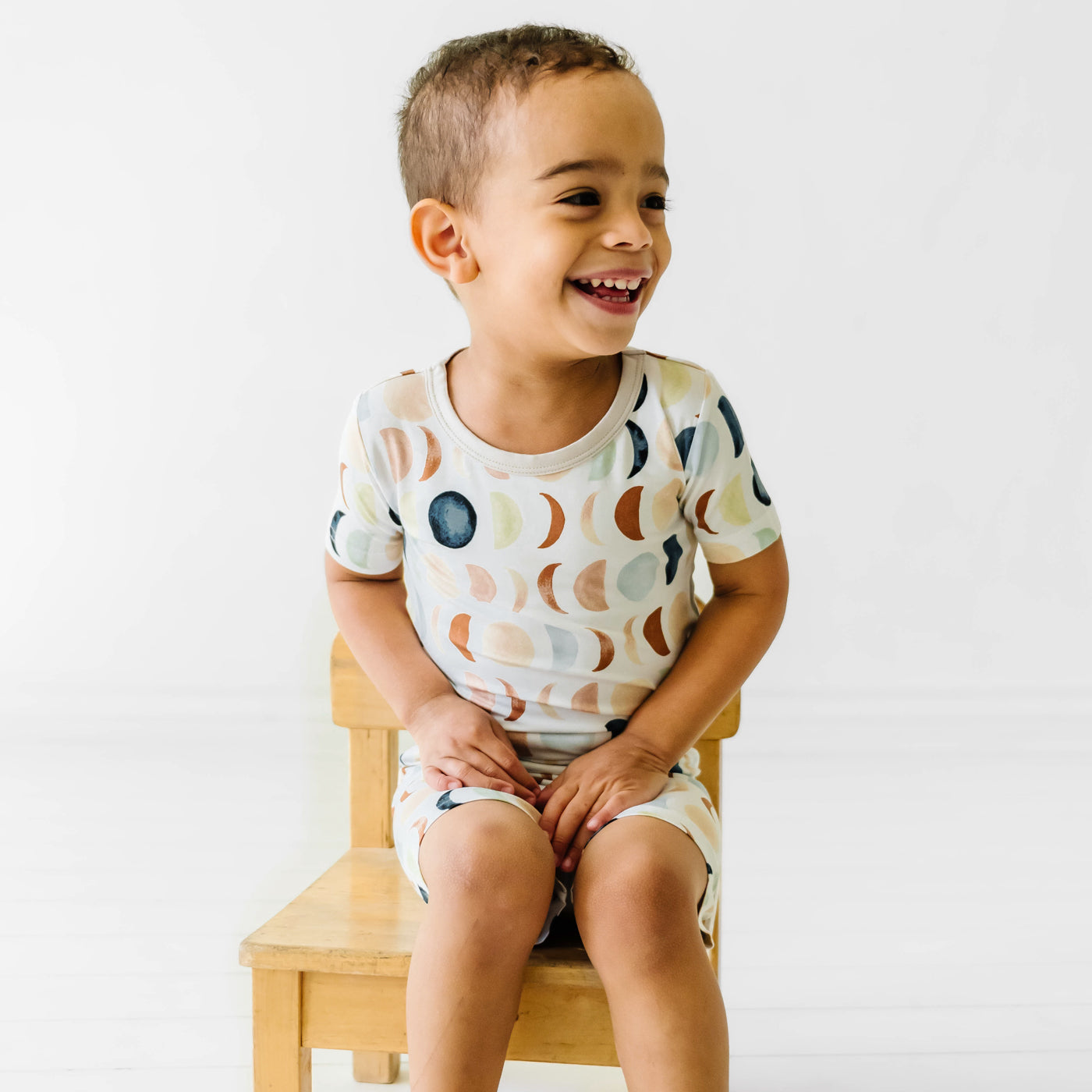 SS/S PJ Set - Luna Neutral Two-Piece Short Sleeve & Shorts Pajama Set