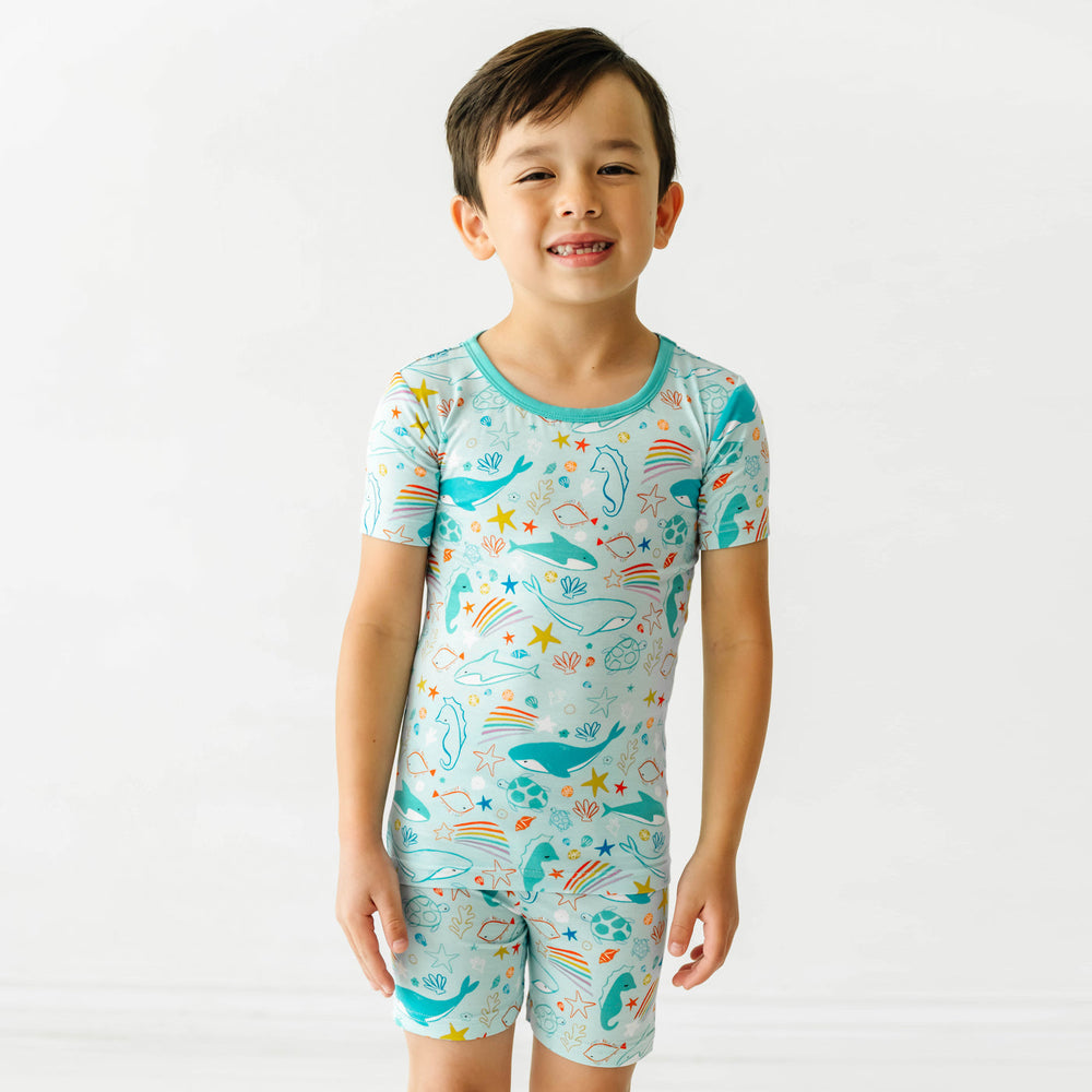 SS/S PJ Set - Ocean Pals Two-Piece Short Sleeve & Shorts Bamboo Viscose Pajama Set