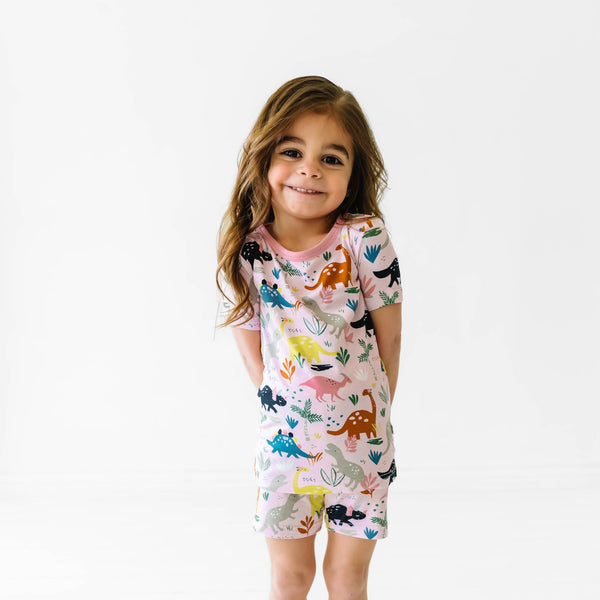 SS/S PJ Set - Pink Jurassic Jungle Two-Piece Short Sleeve & Shorts Pajama Set