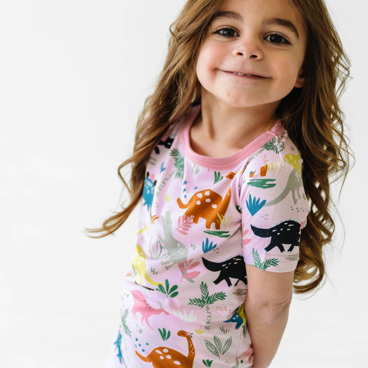 SS/S PJ Set - Pink Jurassic Jungle Two-Piece Short Sleeve & Shorts Pajama Set