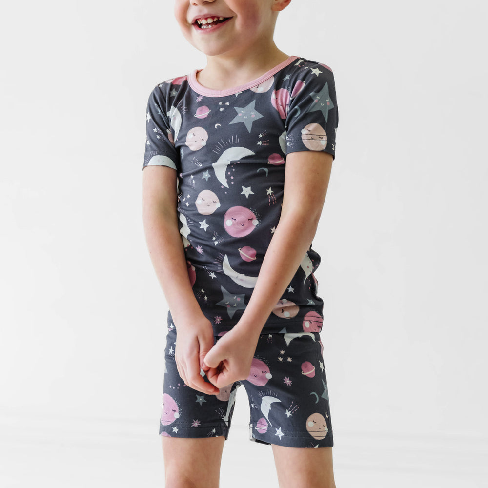SS/S PJ Set - Pink To The Moon & Back Two-Piece Short Sleeve & Shorts Pajama Set