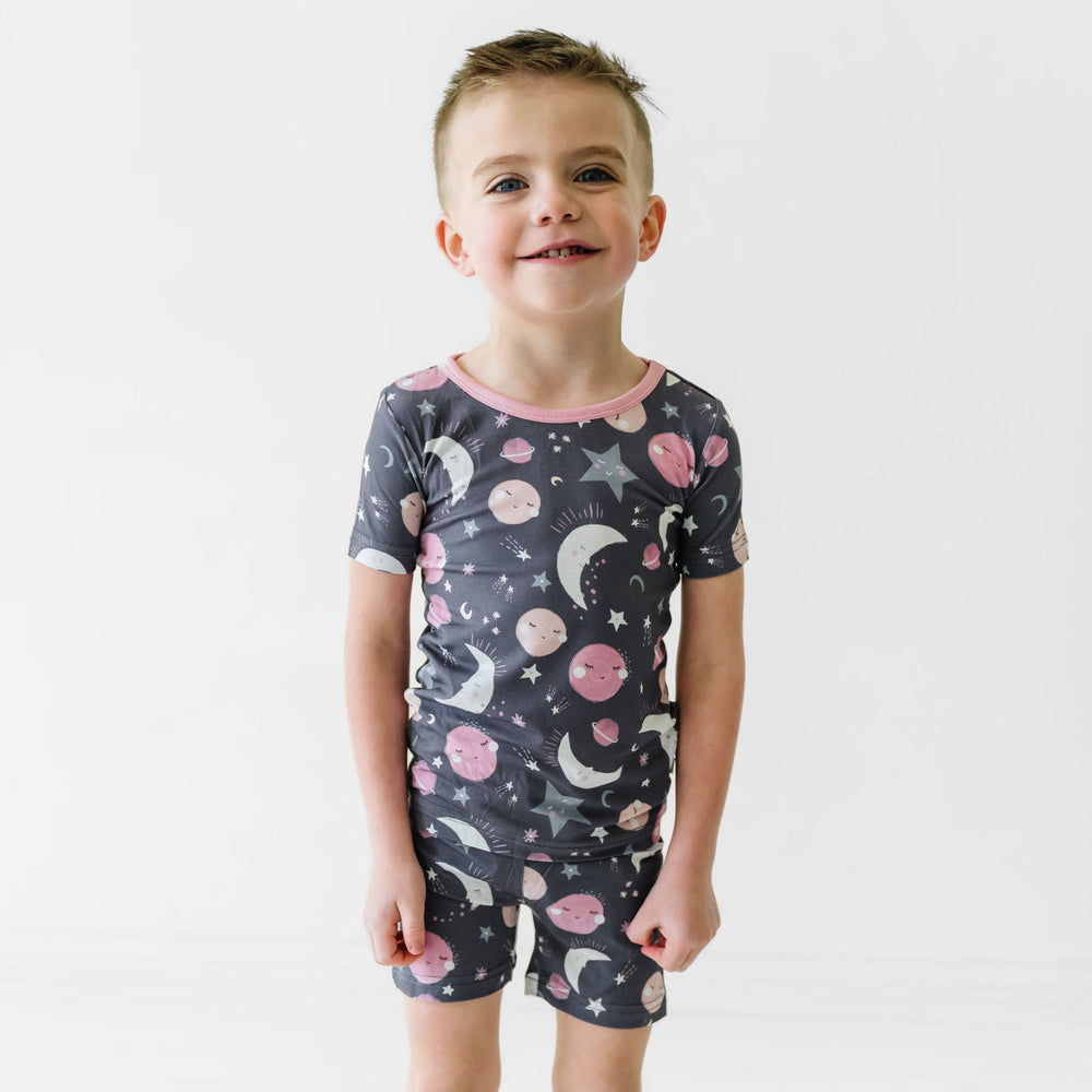 SS/S PJ Set - Pink To The Moon & Back Two-Piece Short Sleeve & Shorts Pajama Set