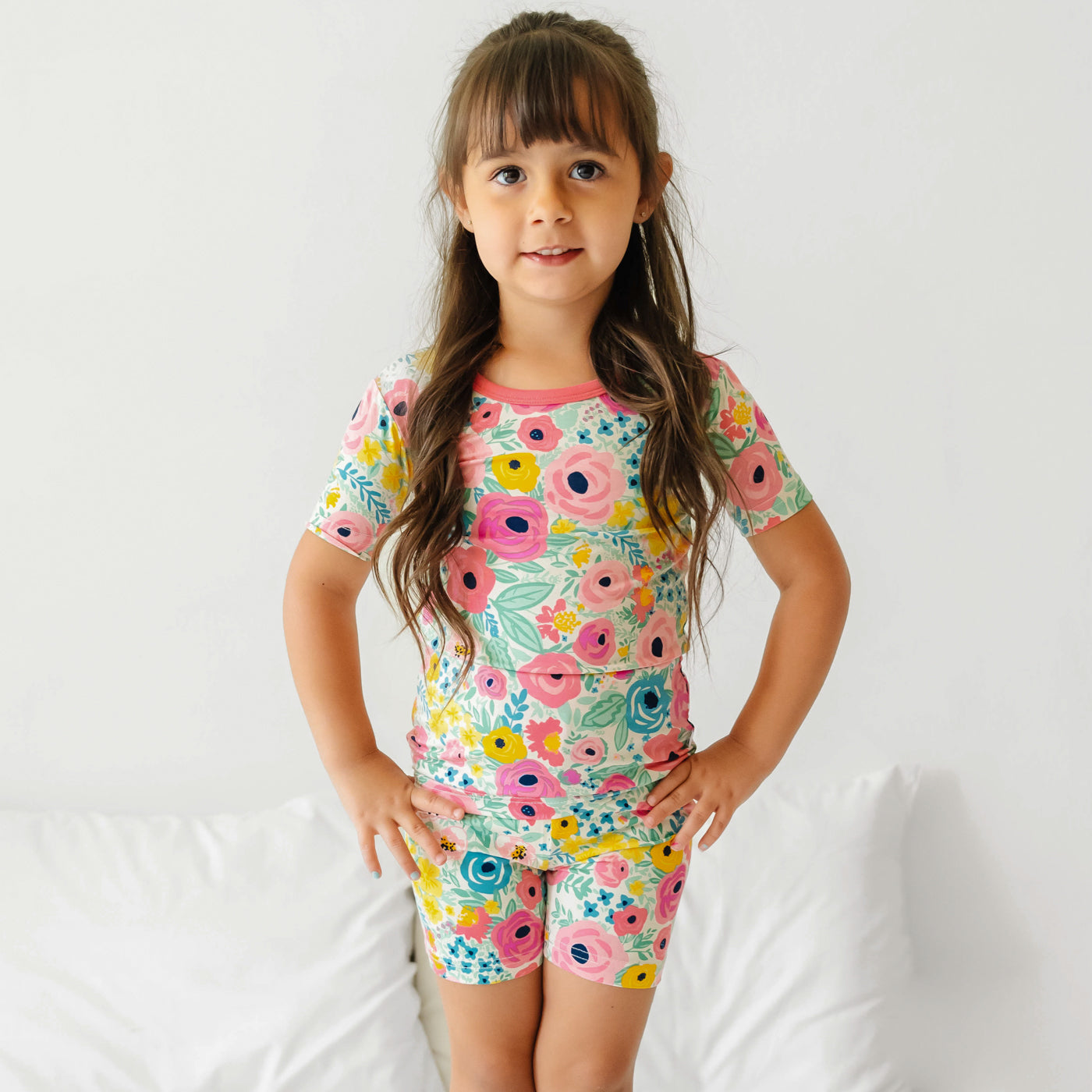 SS/S PJ Set - Secret Garden Two-Piece Short Sleeve & Shorts Bamboo Viscose Pajama Set