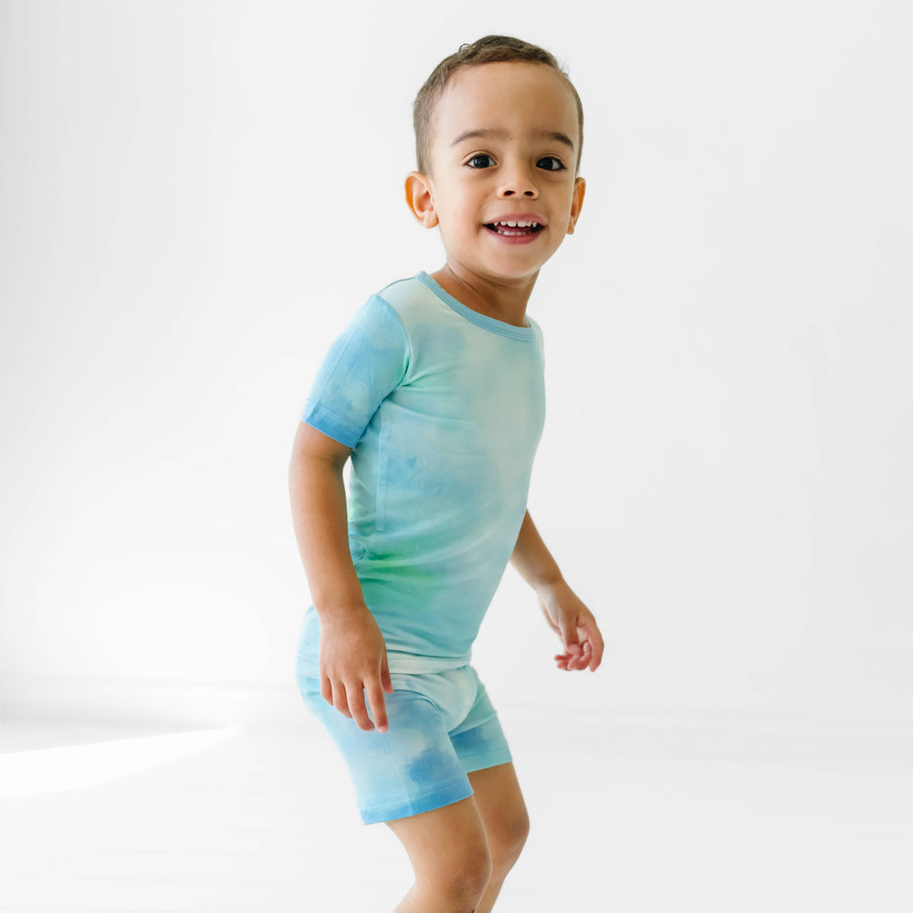 Click to see full screen - SS/S PJ Set - Tidepool Watercolor Two-Piece Short Sleeve & Shorts Pajama Set