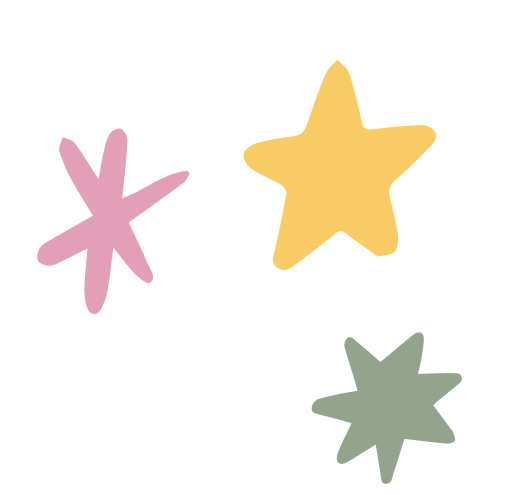 Illustration of a three stars: one pink, one yellow, and one green