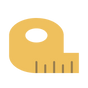 Yellow measuring tape icon on a white background