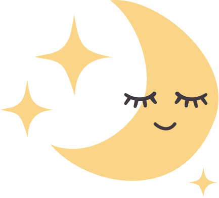 Cartoon moon with a smiling face on a white background