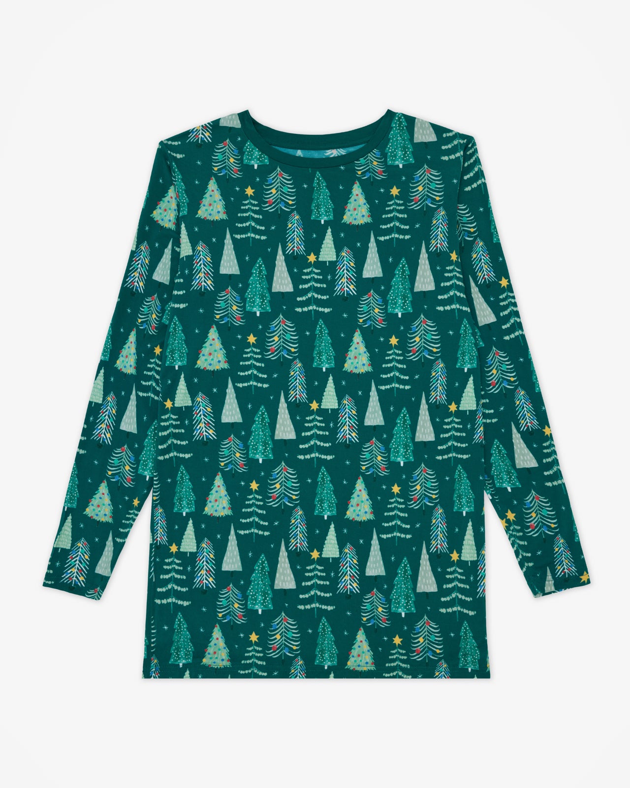 Flat lay of the Twinkling Trees Men's Long Sleeve Pajama Top
