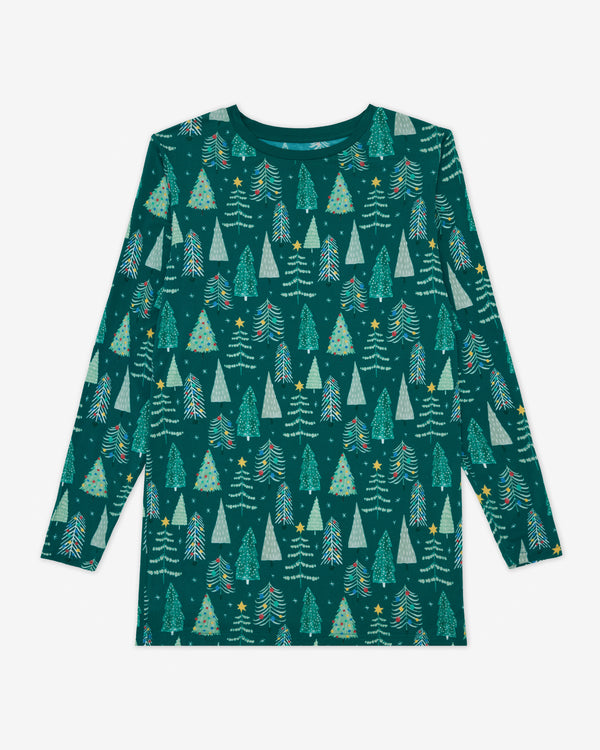 Flat lay of the Twinkling Trees Men's Long Sleeve Pajama Top