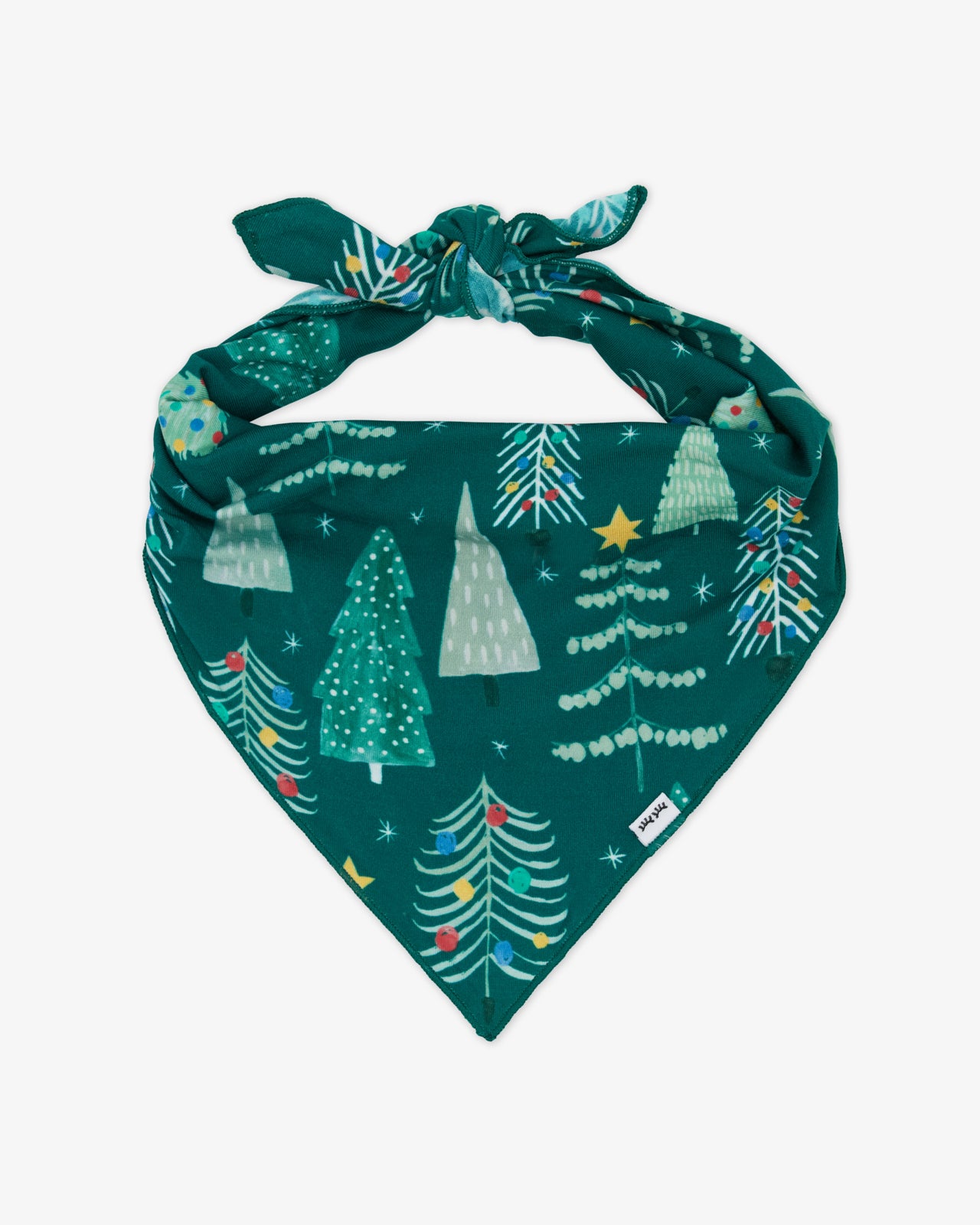 Flat lay of the Twinkling Trees Pet Bandana