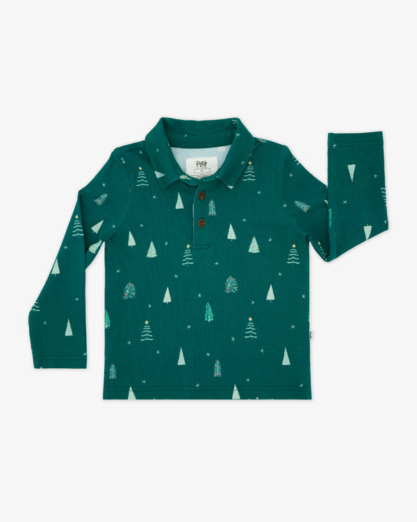 Flat lay of the Twinkling Trees Polo Shirt