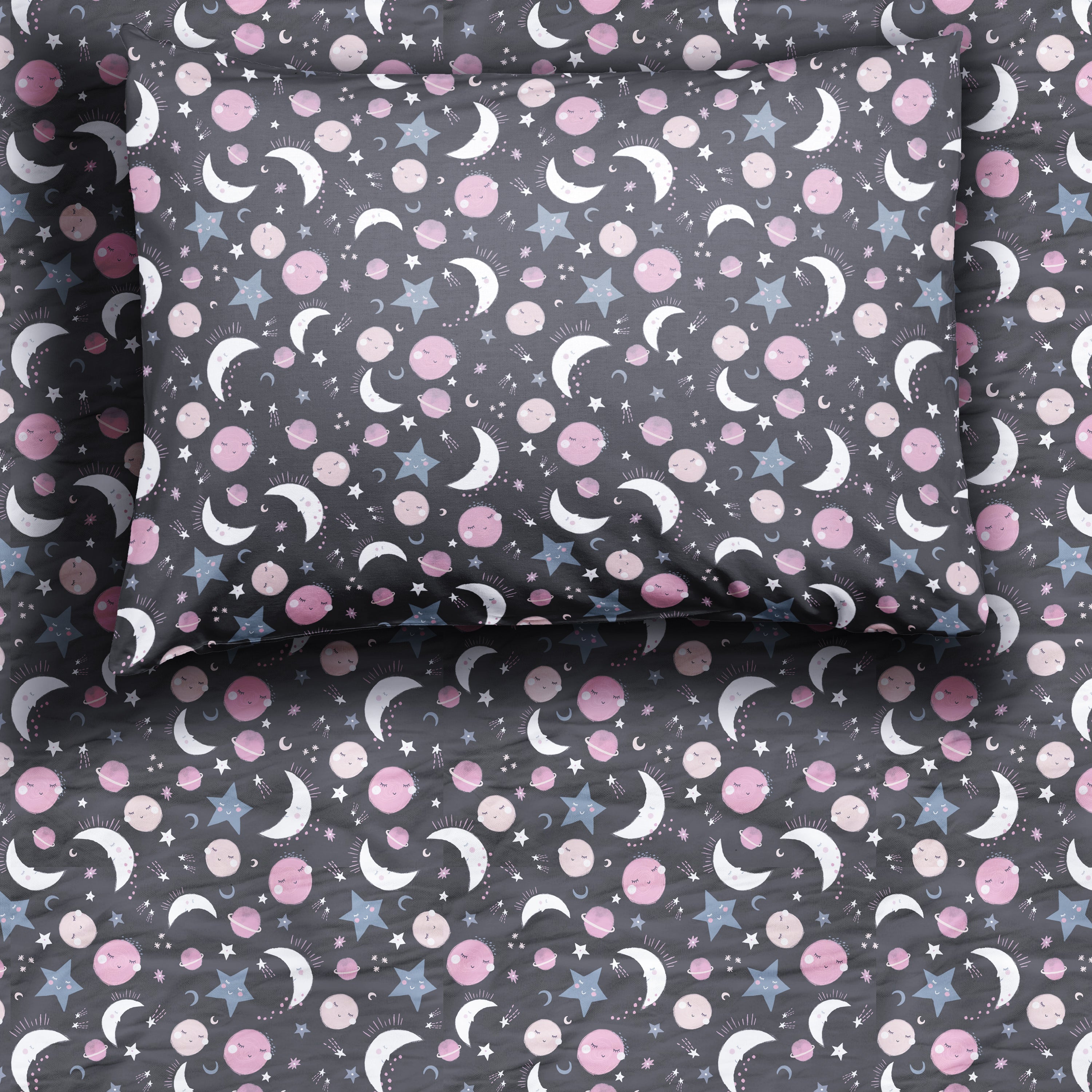 Pink to The Moon & Back Twin Sheet Set Twin by Little Sleepies