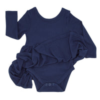 Alternate flat lay image of a Classic Navy ribbed twirl dress with bodysuit