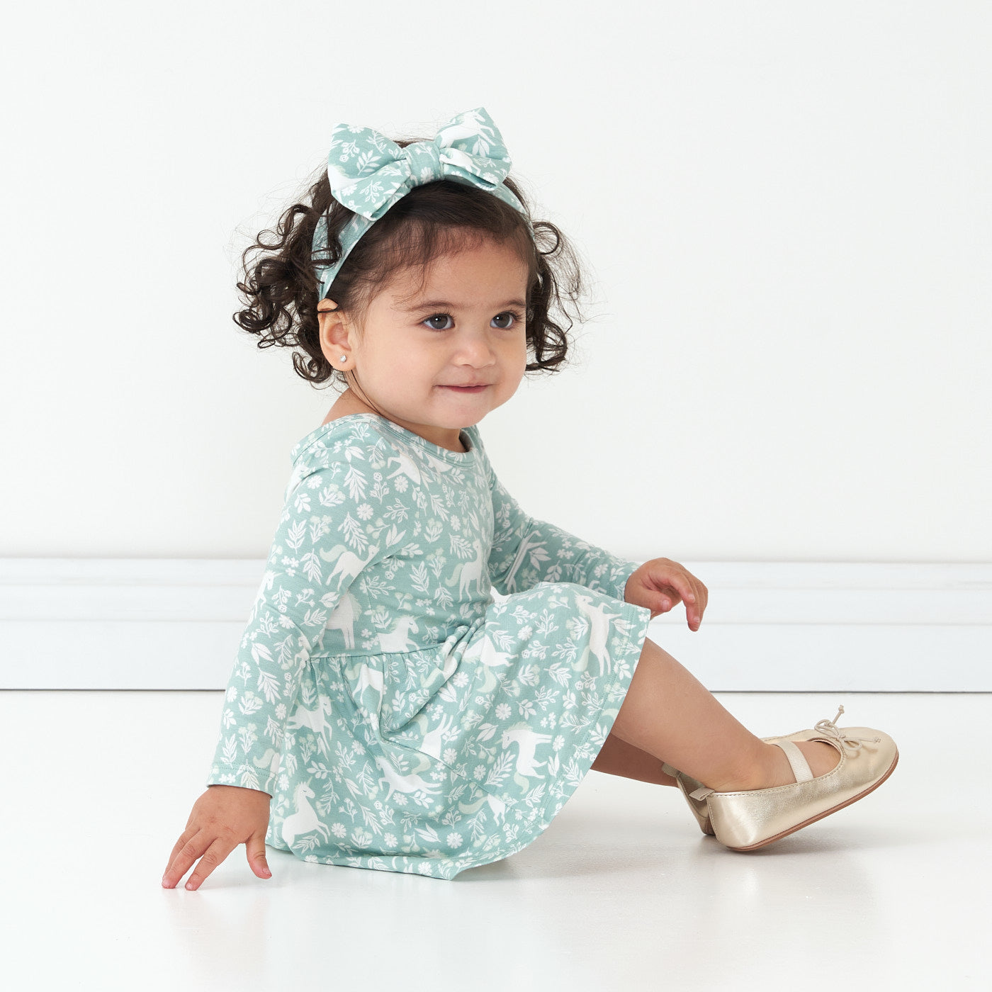 Unicorn Garden Twirl Dress with Bodysuit - Little Sleepies