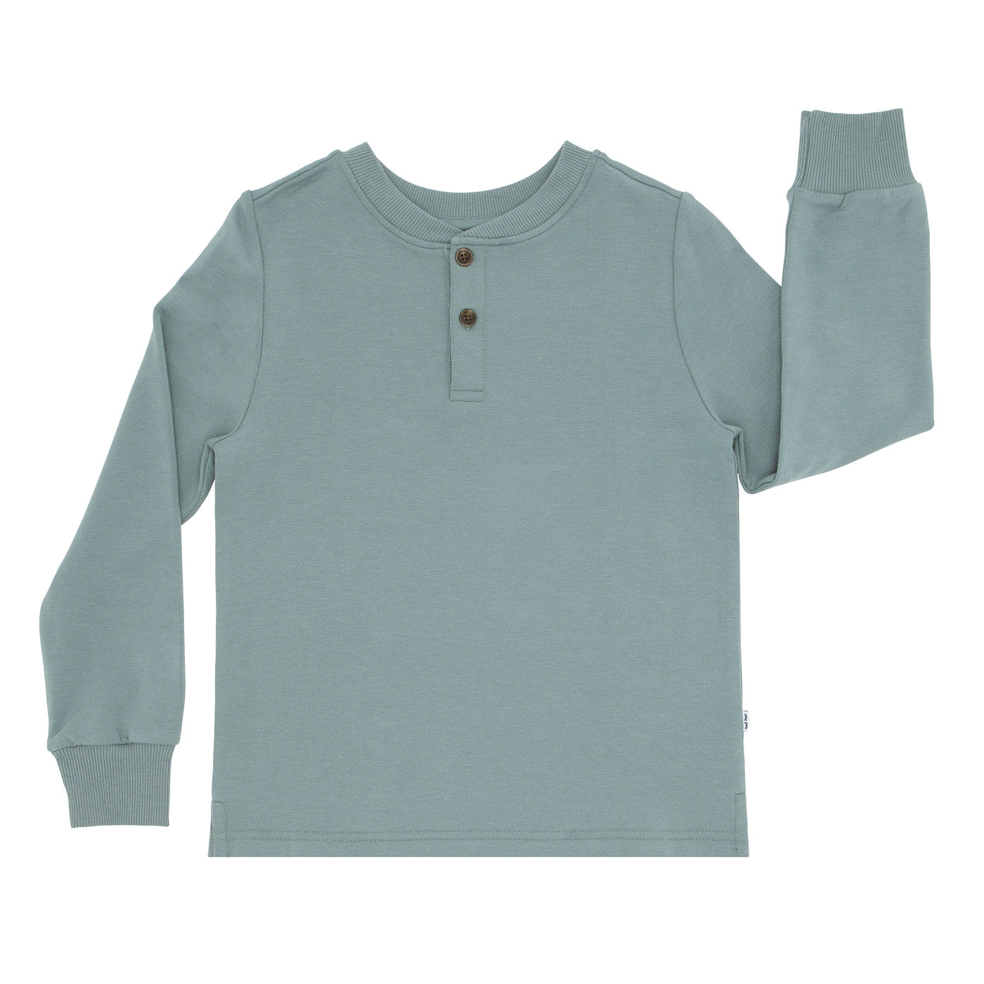 Flat lay image of a Vintage Teal henley tee
