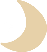 Gold crescent moon shape next to a white star