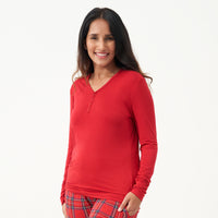 Women's LS PJ Tops - Holiday Red Women's Pajama Top