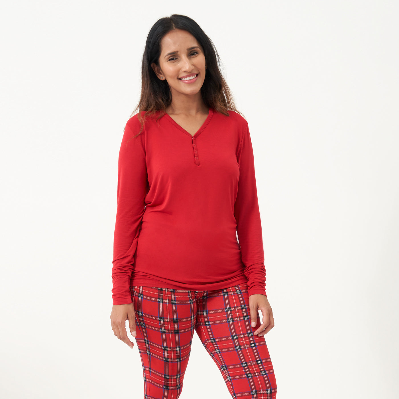 Women's LS PJ Tops - Holiday Red Women's Pajama Top