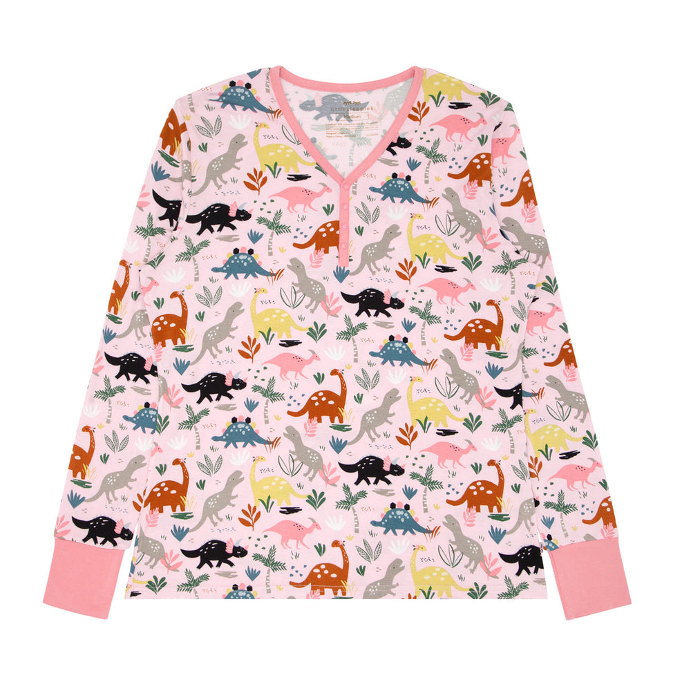 Women's LS PJ Tops - Pink Jurassic Jungle Women's Pajama Top