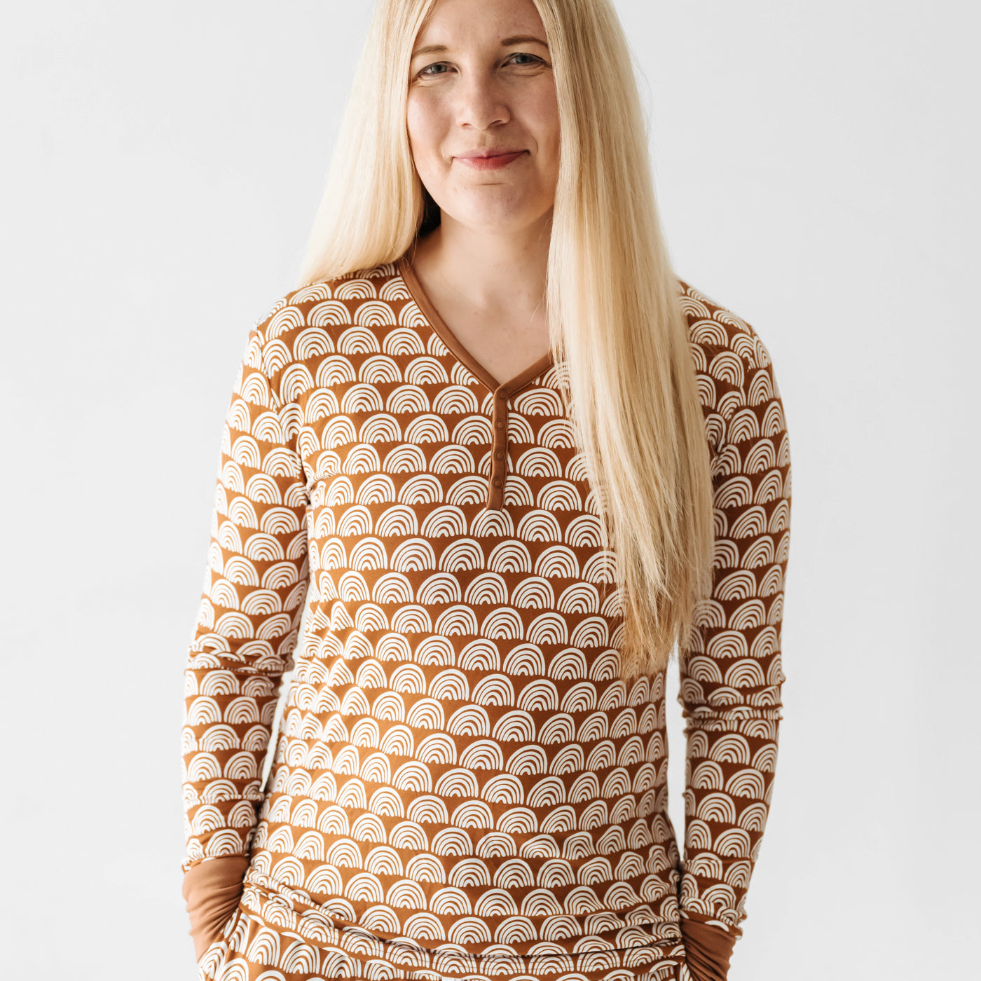 Women's LS PJ Tops - Rust Rainbows Women's Bamboo Viscose Pajama Top