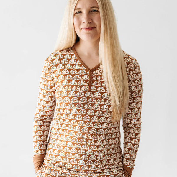 Women's LS PJ Tops - Rust Rainbows Women's Bamboo Viscose Pajama Top