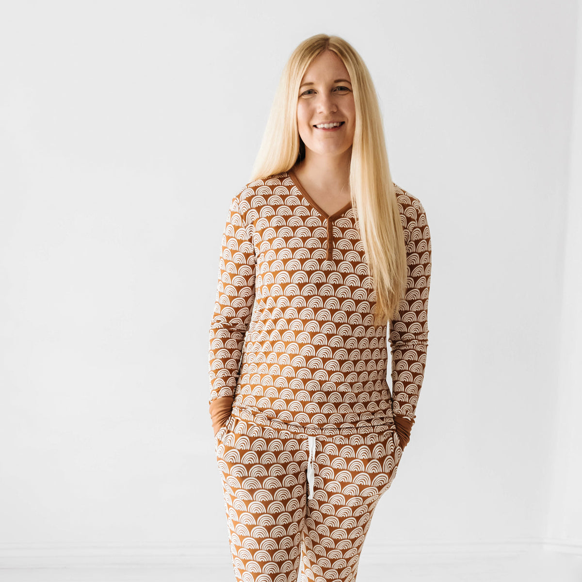Women's LS PJ Tops - Rust Rainbows Women's Bamboo Viscose Pajama Top